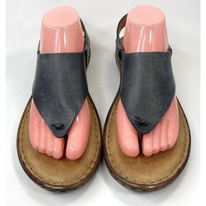 Born  Strap Leather Sandals Adjustable Buckle Fastening Wedge Heel Blue Size 11